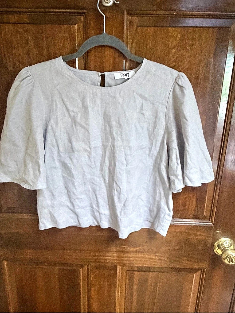 DKNY Linen Blouse in Gray Size 6 NWT